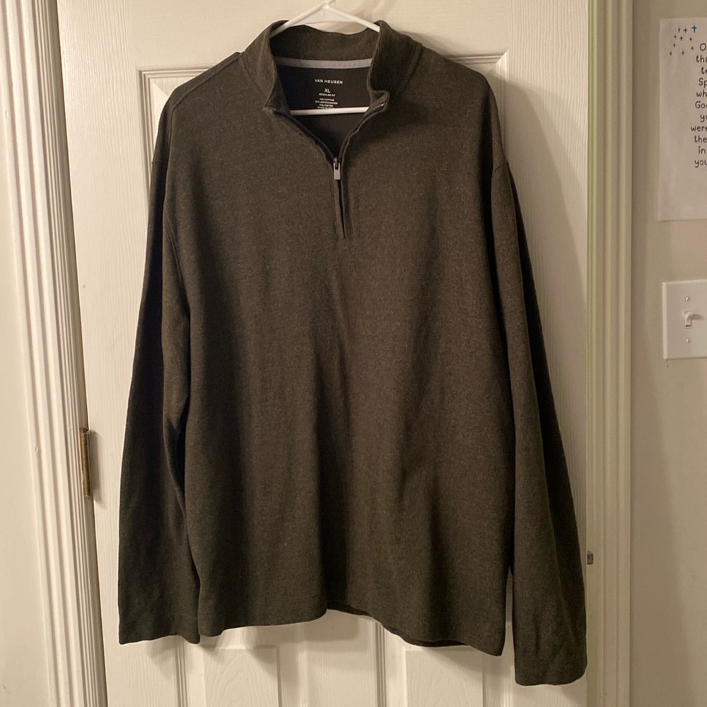 Van Heusen mens quarter-zip pullover size XL dark green